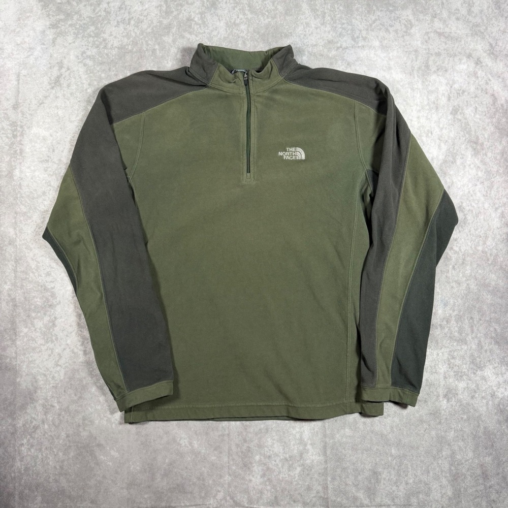 The North Face TKA 100 Fleece Pullover Mens S Green 1/4 Zip Jacket Outdoor Warm